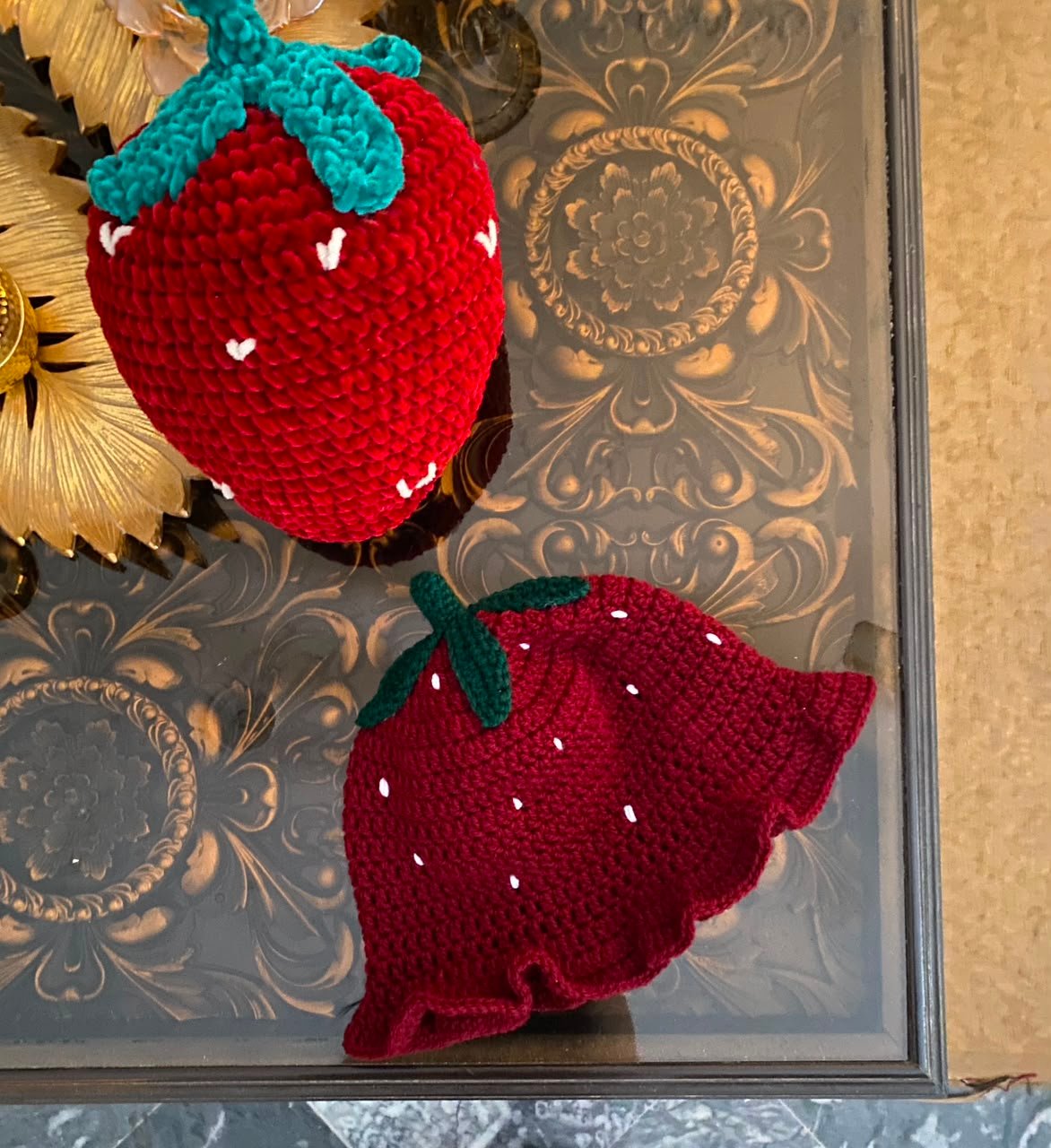 Crochet Strawberry Bucket Hat